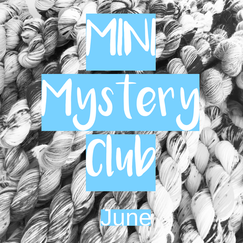 Black and white image of hand-dyed mini skeins, representing the surprise element of Pineapple Yarn’s Mini Mystery Club.